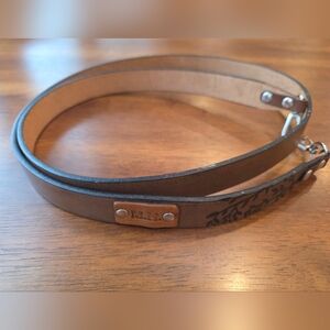 Women's Brown Leather Purse/Camera Strap With Silver Hardware